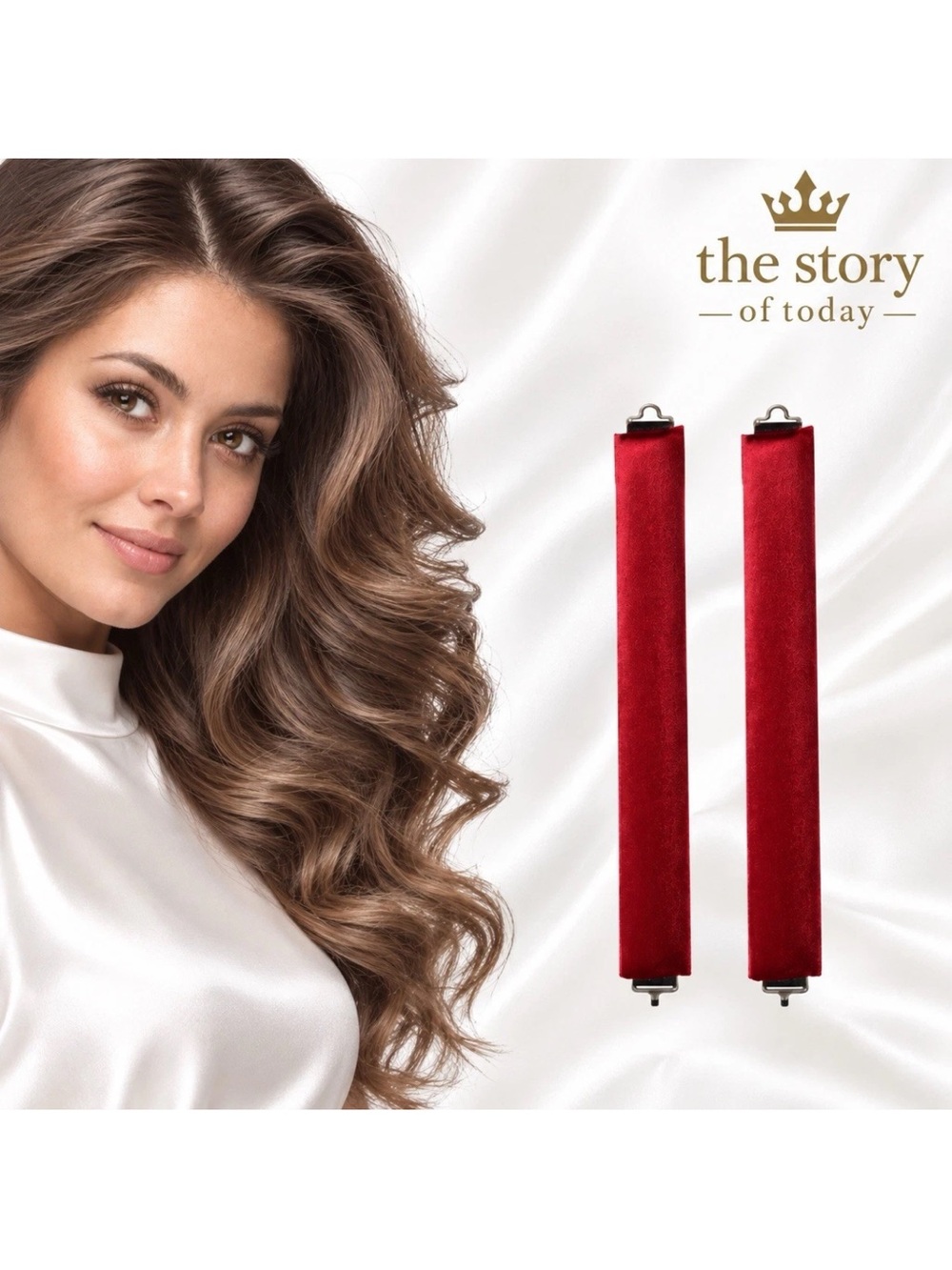 ❤️ Overnight Heatless Gorgeous Curls 2 Burgundy rods Length 10” Circumference 4”